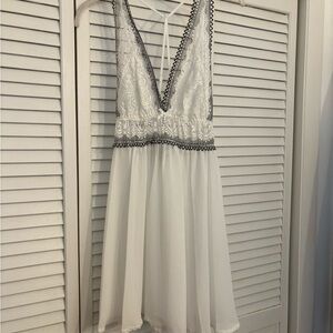 White Chemise with Lace Trim and Gems